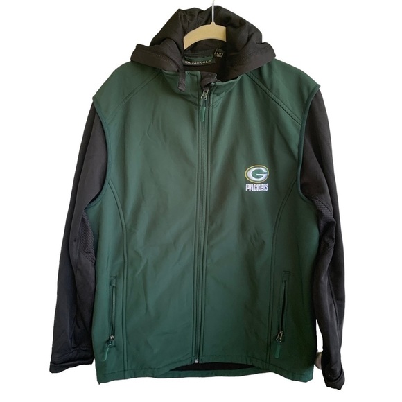 Green Bay Packers Dunbrooke Green Black Alpha Full Zip Hoodie Jacket Adult M - Picture 1 of 11
